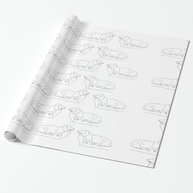 Papel De Regalo Perro Daschund Durmiente (Desenrollado)
