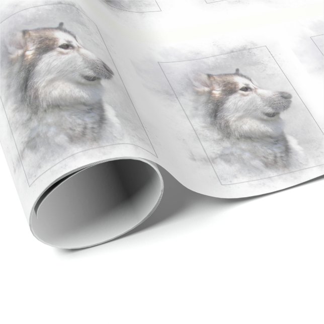 Papel De Regalo Perro de Alaskan Malamute (Esquina del rollo)