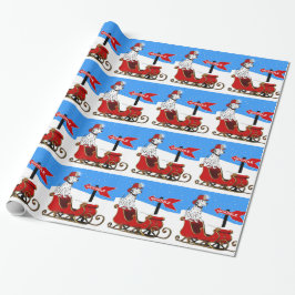 Papel De Regalo Perro de bomberos en el polo norte de Santa Sled