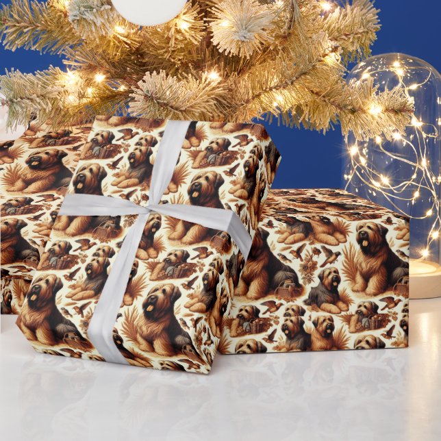 Papel De Regalo Perro de Briard inmaculado (Vacaciones)