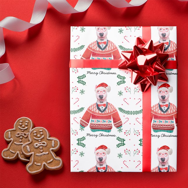 Papel De Regalo Perro de Bull Terrier con Navidades Dulce Festivid (Subido por el creador)