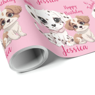 Papel De Regalo Perro de Cachorro Feliz sexto cumpleaños