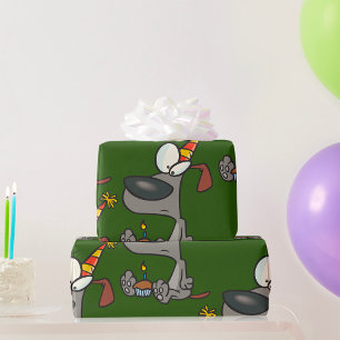 Papel De Regalo Perro de Cumpleaños Triste Dibujo Animado con Cupc