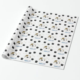 Papel De Regalo Perro de Dibujos Animados con Huellas de Patas