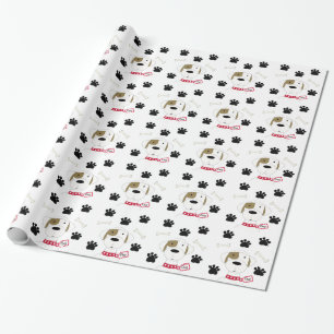 Papel De Regalo Perro de Dibujos Animados con Huellas de Patas