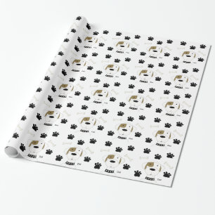 Papel De Regalo Perro de Dibujos Animados con Huellas de Patas