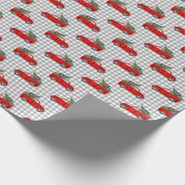 Papel De Regalo Perro de ganado australiano Navidades Camión Rojo (Esquina)