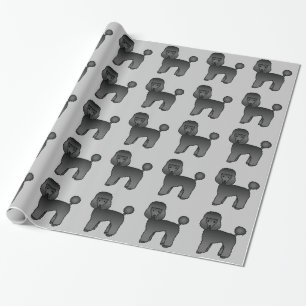 Papel De Regalo Perro de juguete de peluche negro sobre gris