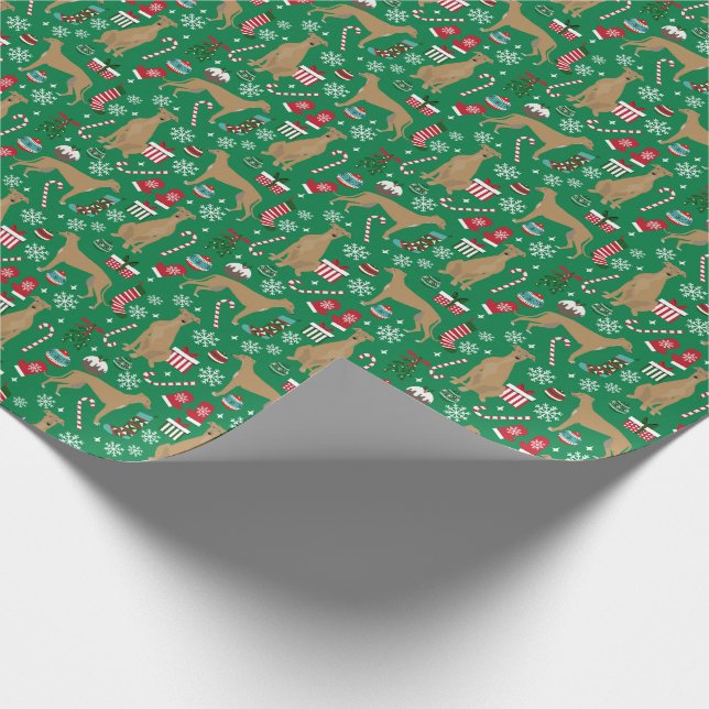 Papel De Regalo Perro de los Navidades Fawn Greyhound (Esquina)