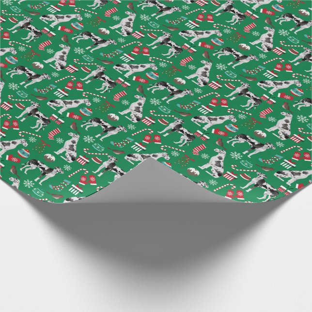 Papel De Regalo Perro de los Navidades Harlequin Great Dane (Esquina)