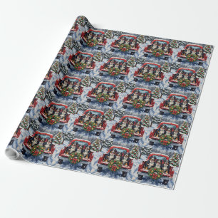 Papel De Regalo Perro de montaña bernés camión rojo de Navidad vac