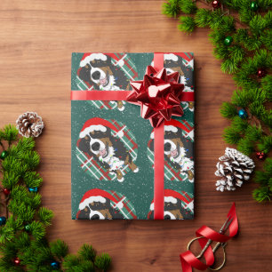 Papel De Regalo Perro de montaña bernés de Navidad