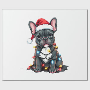 Papel De Regalo Perro de Navidad Bulldog Francés Navideño Frenchie