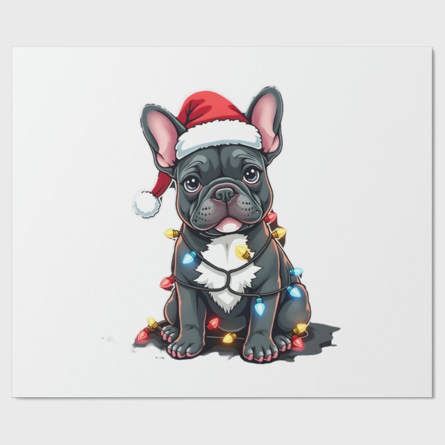 Papel De Regalo Perro de Navidad Bulldog Francés Navideño Frenchie (Superficie plana)