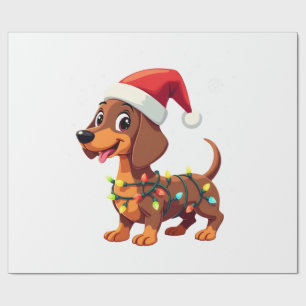 Papel De Regalo Perro de Navidad Dachshund Santa Navidades Salchic