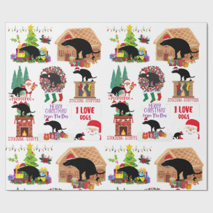 Papel De Regalo Perro de Navidad Defecando Divertido Santa y Humor