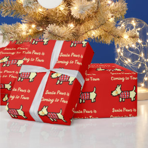 Papel De Regalo Perro de Navidad Santa Patas Cachorro Festivo
