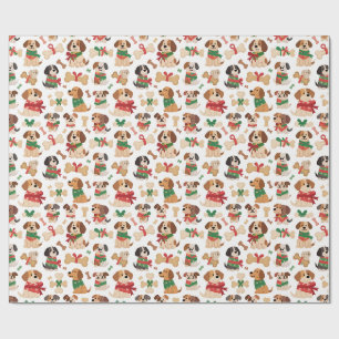 Papel De Regalo Perro De Navidad Y Hueso De Regalo Colorido Navida