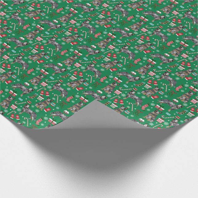 Papel De Regalo Perro de Navidades Heeler Azul (Esquina)