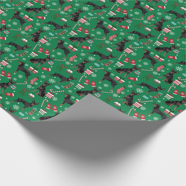 Papel De Regalo Perro de navidades Min Pin (Esquina)