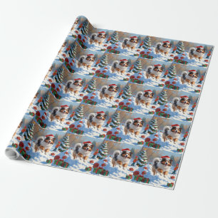 Papel De Regalo Perro de pastor de Shetland corriendo en la nieve