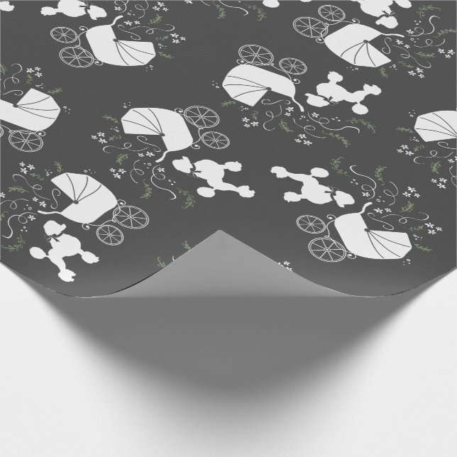 Papel De Regalo Perro de perro de poodle Baby Shower Puppy Gris Ne (Esquina)
