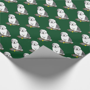 Papel De Regalo Perro de perro viejo inglés de tenis (gris 1)