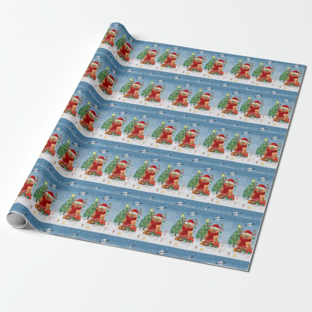 Papel De Regalo Perro de Pomerania con regalos de Navidades (Desenrollado)