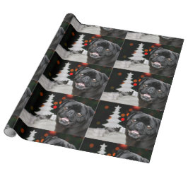 Papel De Regalo Perro de pug de navidades