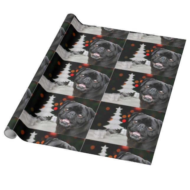 Papel De Regalo Perro de pug de navidades (Desenrollado)