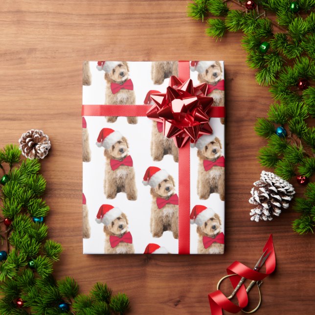 Papel De Regalo Perro de Santa Doodle (Regalo de vacaciones)