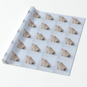 Papel De Regalo Perro del barro amasado que juega el nieve del