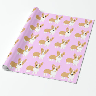 Papel De Regalo Perro del chica del Corgi con los arcos rosados