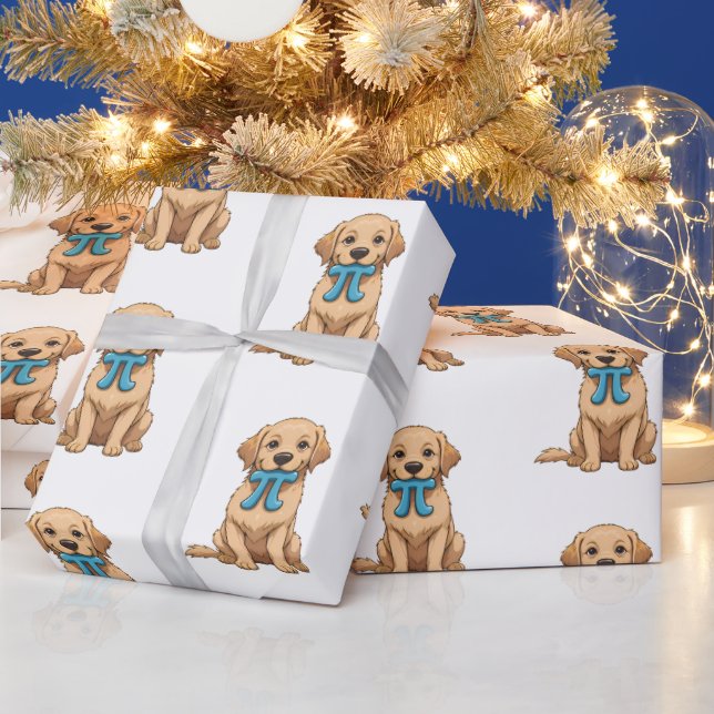 Papel De Regalo Perro Del Día Pi Con Símbolo Pi | Feliz Día De Pi (Vacaciones)