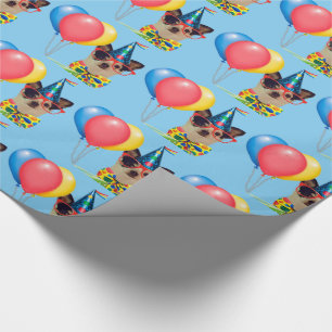 Papel De Regalo Perro del feliz cumpleaños en el gorra