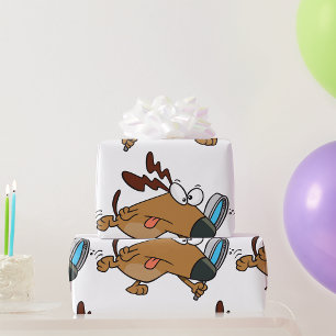 Papel De Regalo Perro detective con lupa
