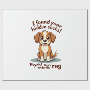 Papel De Regalo Perro Divertido Calcetines Ocultos Cita Vintage Di