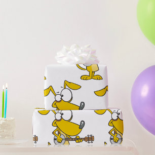 Papel De Regalo Perro divertido jugando música banjo