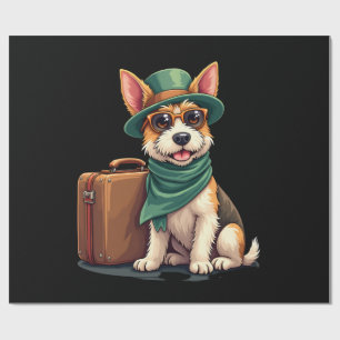 Papel De Regalo Perro Divertido Viajando con Gráfico de Bolsa para