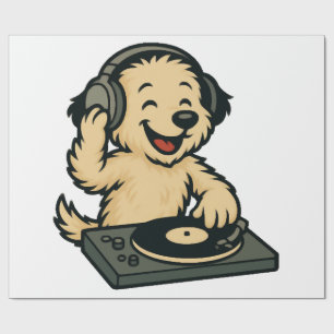 Papel De Regalo Perro DJ Adorable con Auriculares � Regalo Diverti