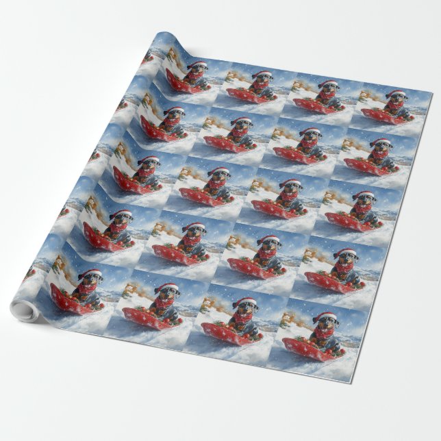 Papel De Regalo Perro Doberman en escabeche Navidades que la nieve (Desenrollado)