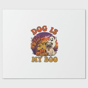 Papel De Regalo Perro Es Boo Halloween Pug Fantasma Calabazas_1