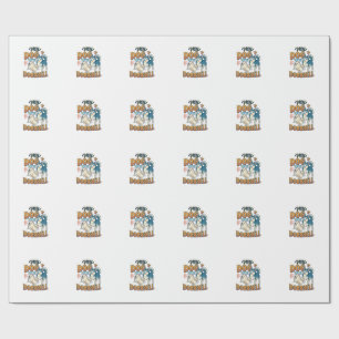 Papel De Regalo Perro Es Timbre Ladrando Blanco Azul_1