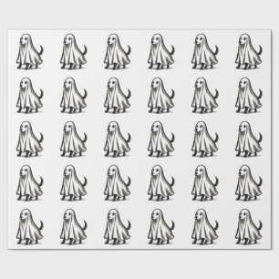 Papel De Regalo Perro fantasma disfrazado – estilo tinta de Hallow