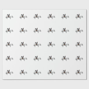 Papel De Regalo Perro Ganadero Australiano Latido Ecg Corazón Pata
