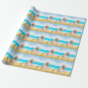 Papel De Regalo Perro hacinado afgano en la playa
