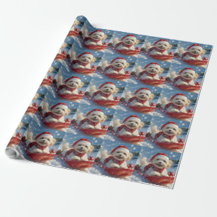 Papel De Regalo Perro Havanés en Trineo Deja que Nieve Navidad