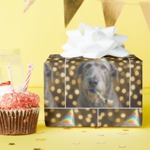 Papel De Regalo Perro Irish Wolfhound Cumpleaños Con Sombrero De F