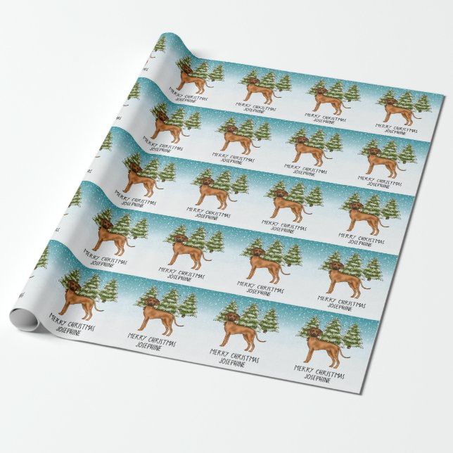 Papel De Regalo Perro león Rhodesian Ridgeback Bosque nevado de in (Desenrollado)