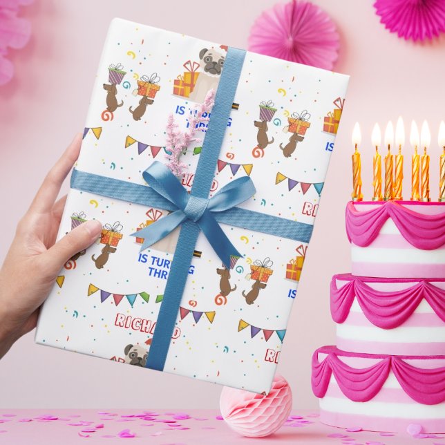 Papel De Regalo Perro lindo cachorro fiesta de cumpleaños de un ni (Subido por el creador)